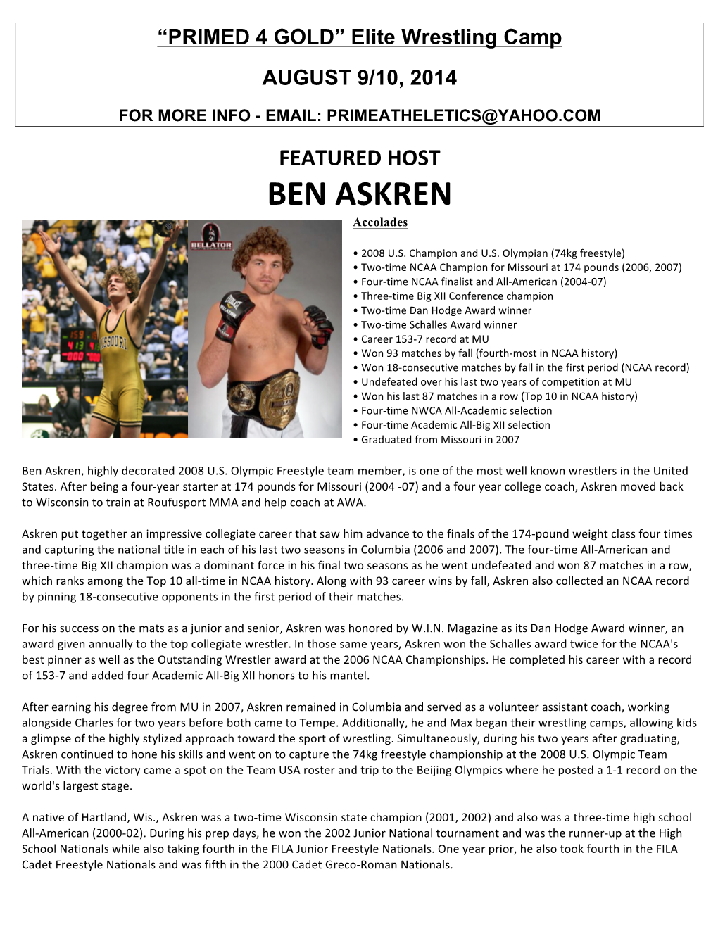 BEN ASKREN Accolades