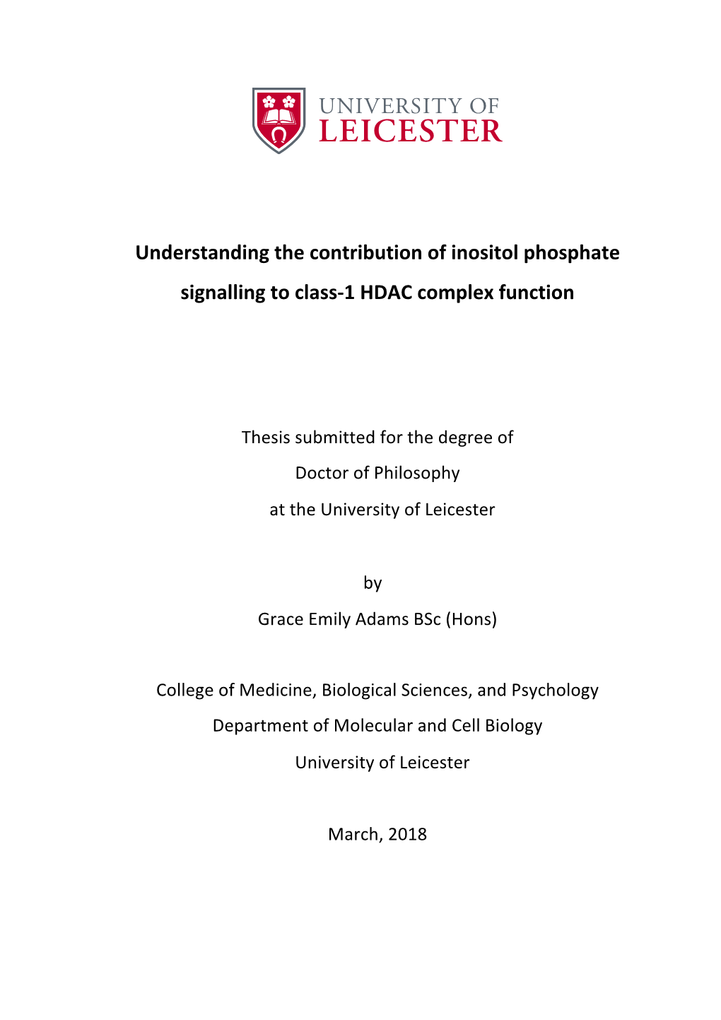 Understanding the Contribution of Inositol Phosphate Signalling to Class-1 HDAC Complex Function