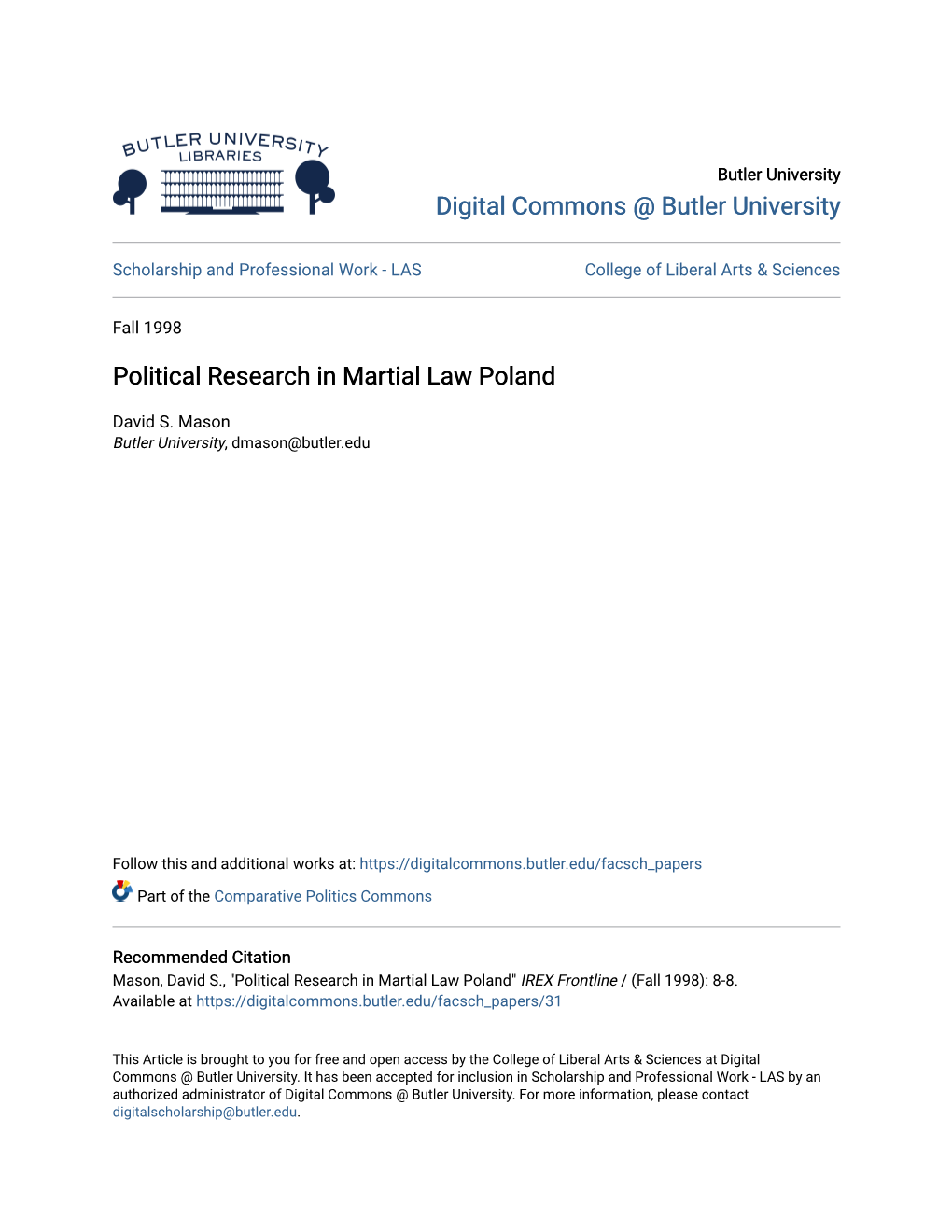 Political Research in Martial Law Poland