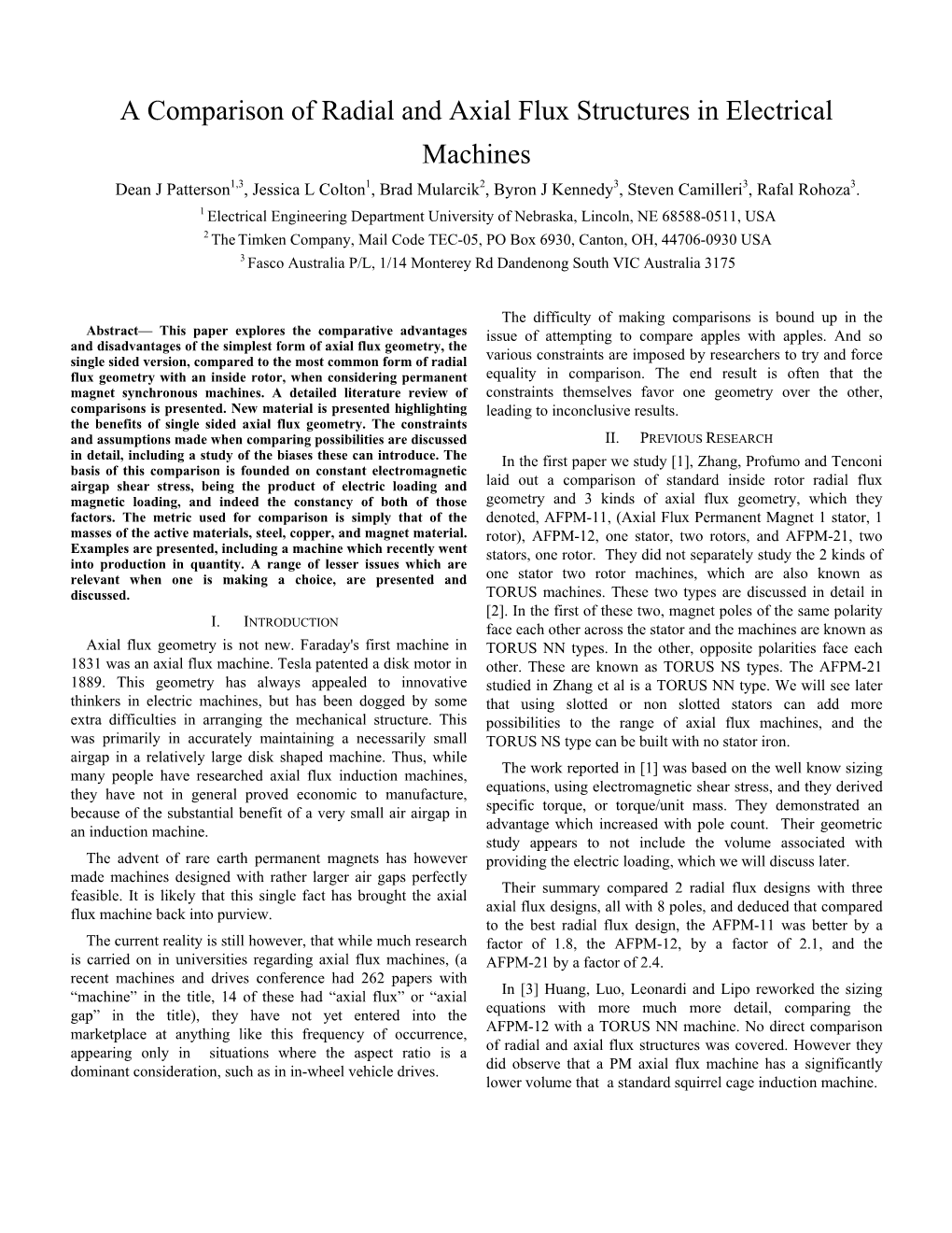 A Comparison of Radial and Axial Flux Structures in Electrical Machines