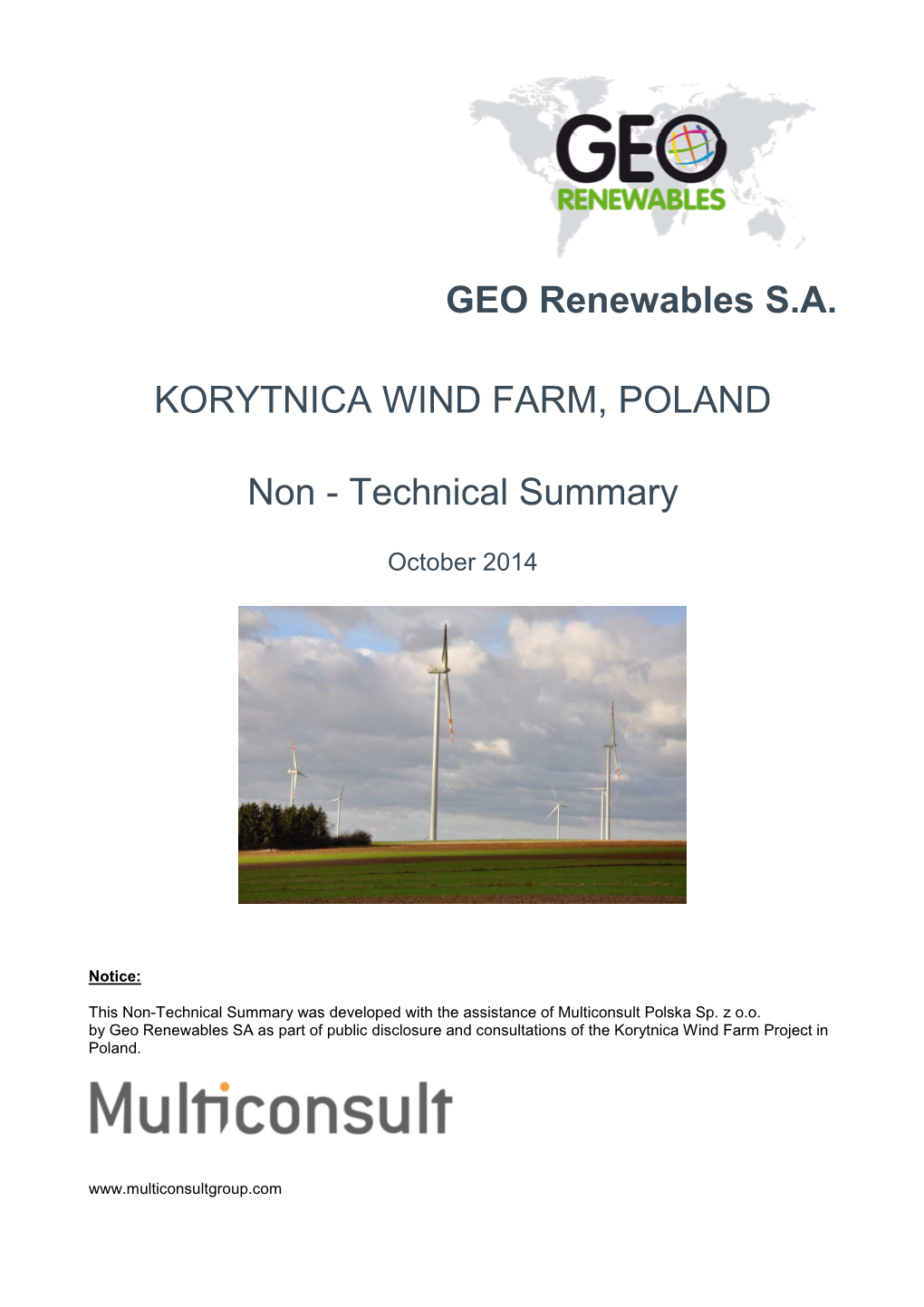 GEO Renewables S.A. KORYTNICA WIND FARM, POLAND