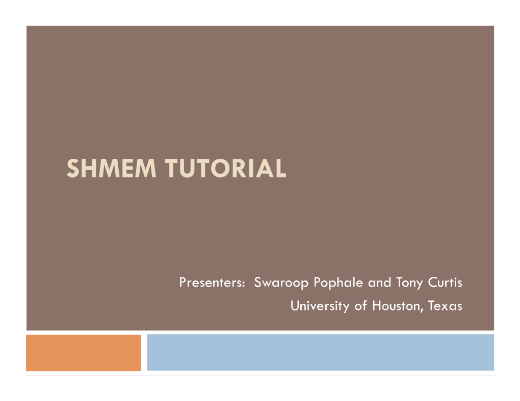 Shmem Tutorial