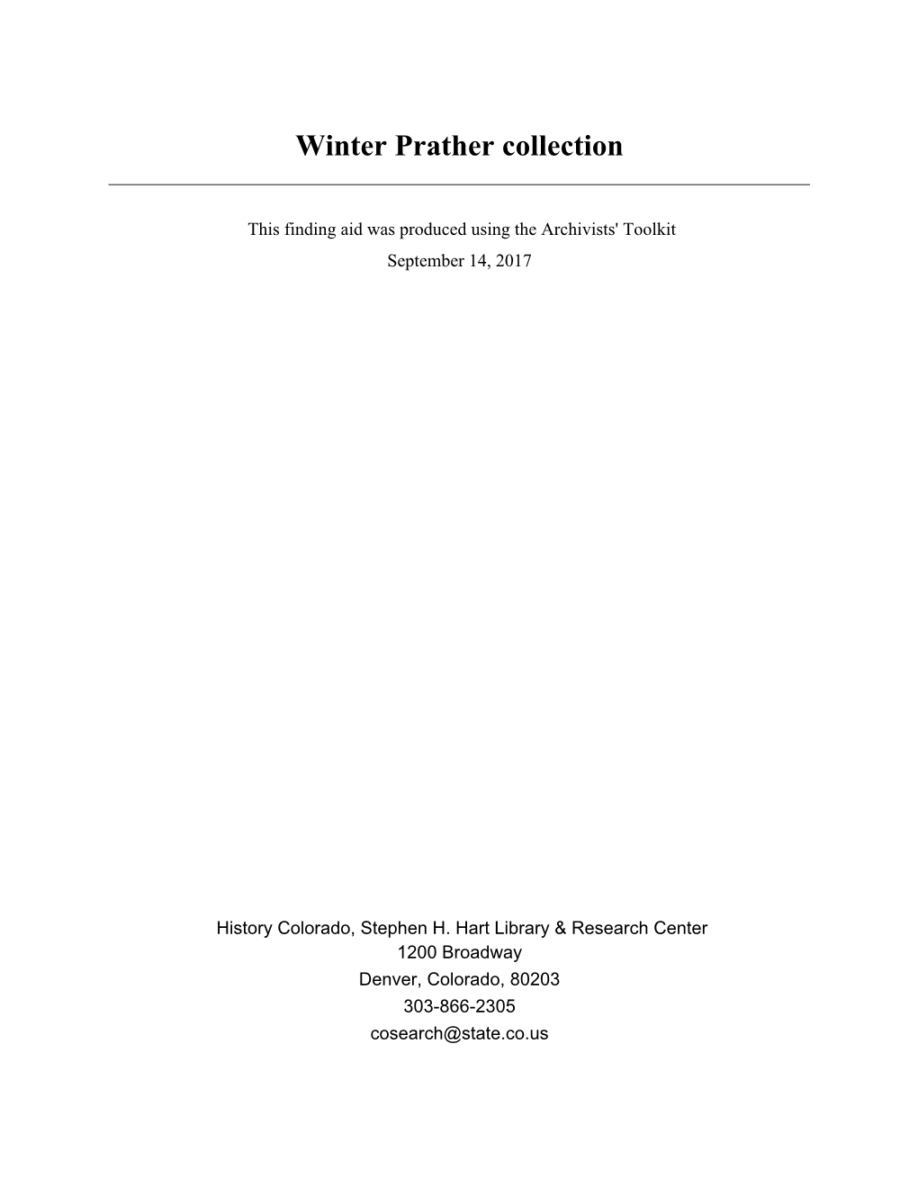 Winter Prather Collection