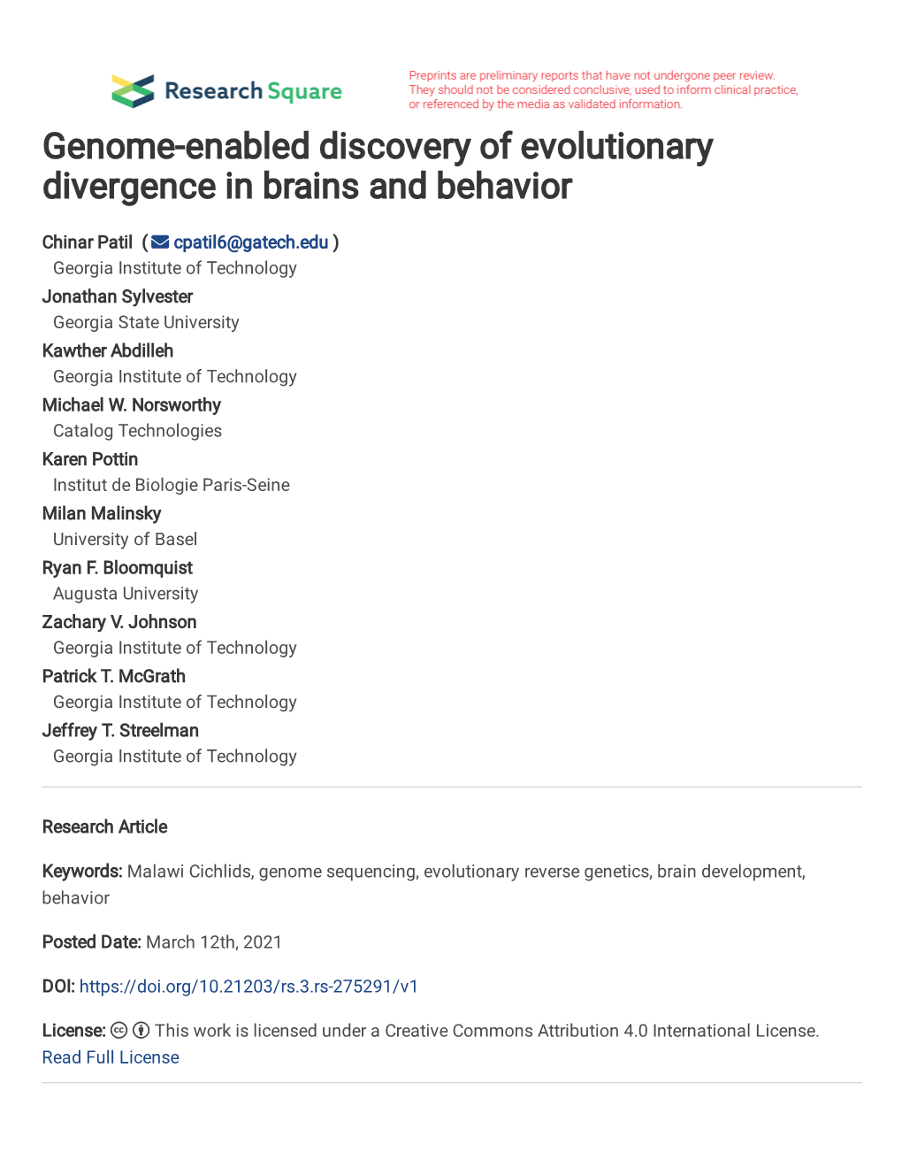 Genome-Enabled Discovery of Evolutionary Divergence in Brains and Behavior