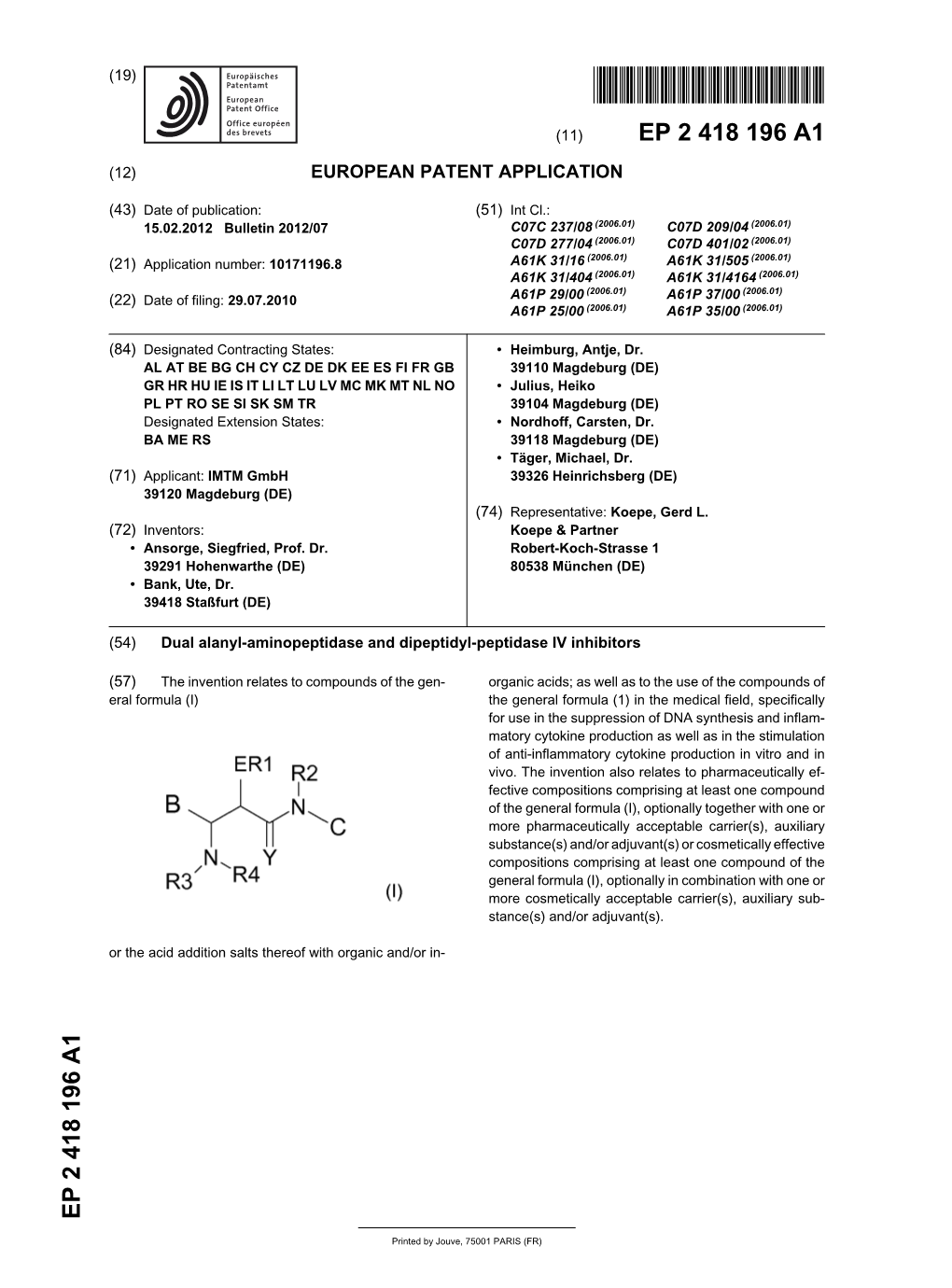 Dual Alanyl-Aminopeptidase and Dipeptidyl-Peptidase IV Inhibitors