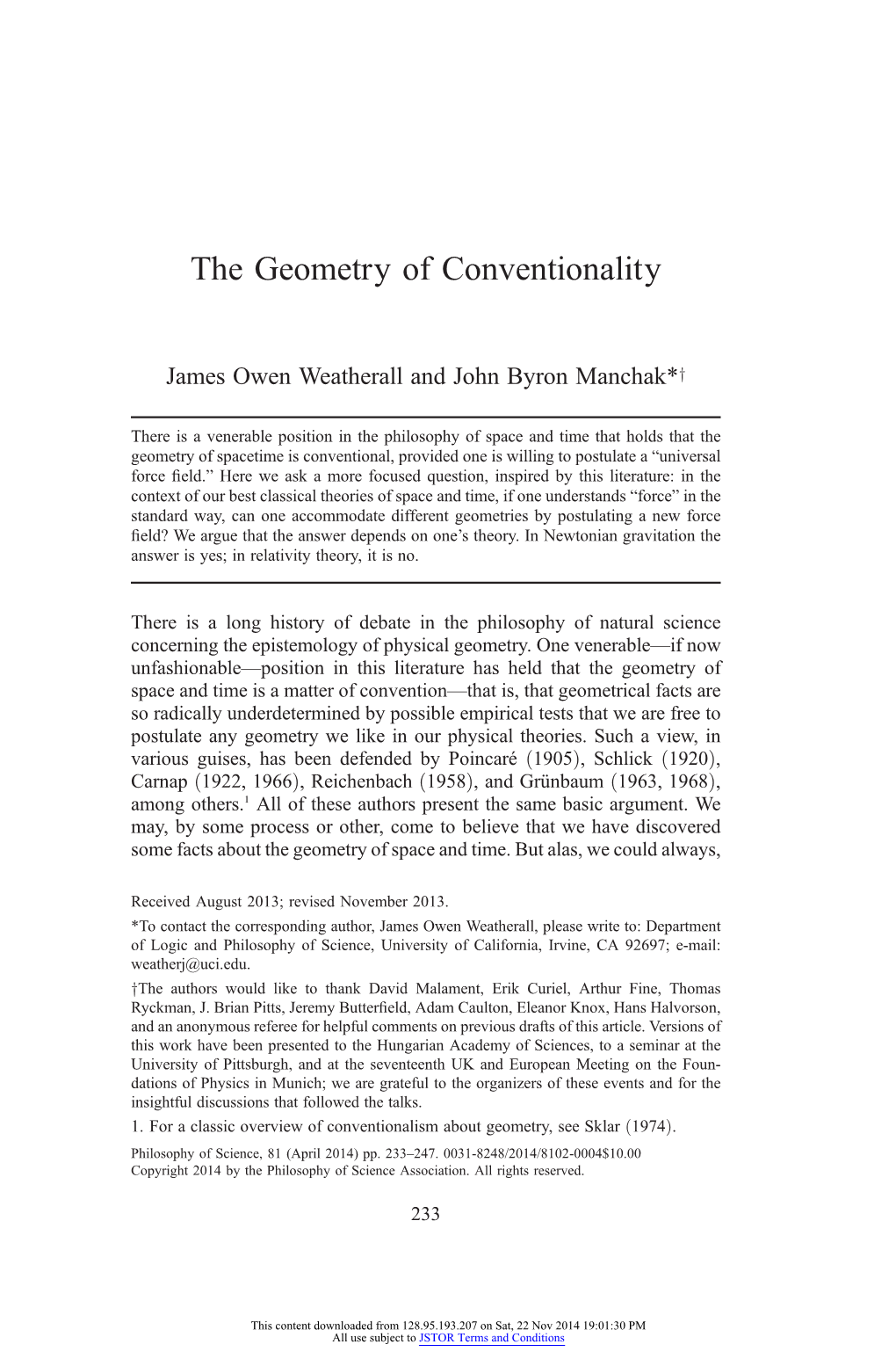 The Geometry of Conventionality