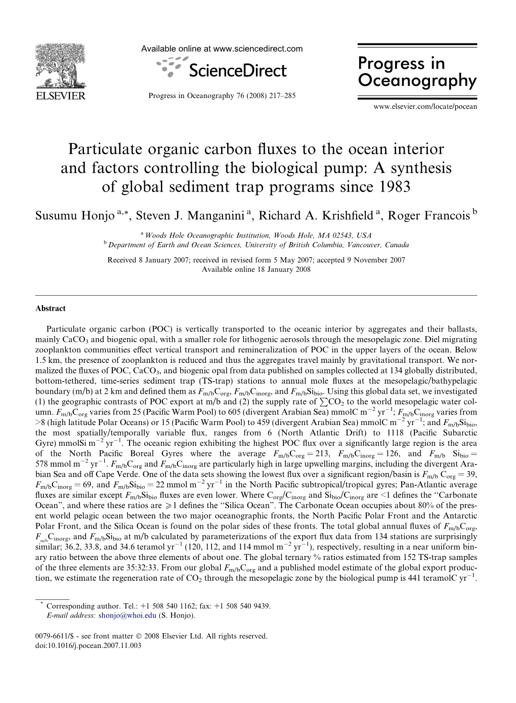 Progress in Oceanography Progress in Oceanography 76 (2008) 217–285