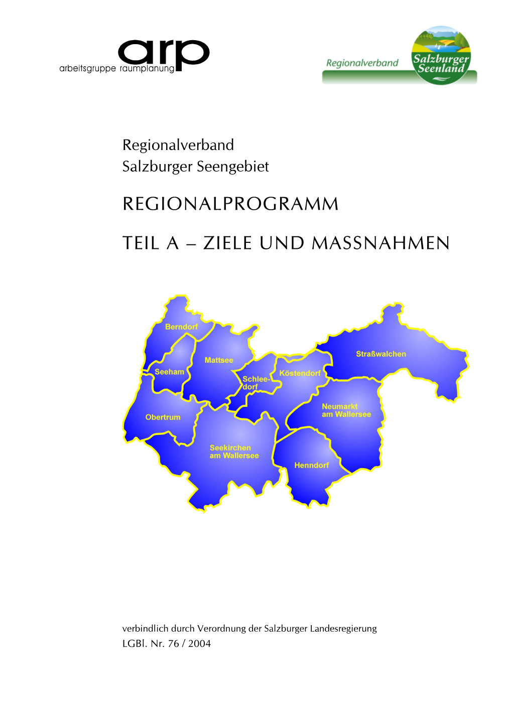 Regionalprogramm Teil a – Ziele Und Massnahmen