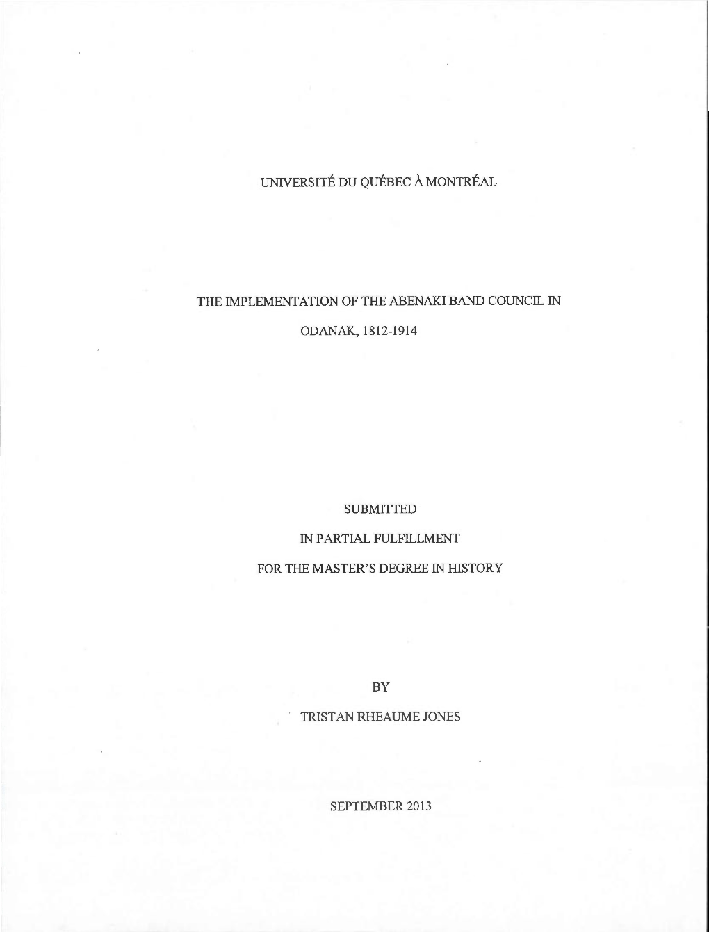 The Implementation of the Abenaki Band Council in Odanak, 1812-1914