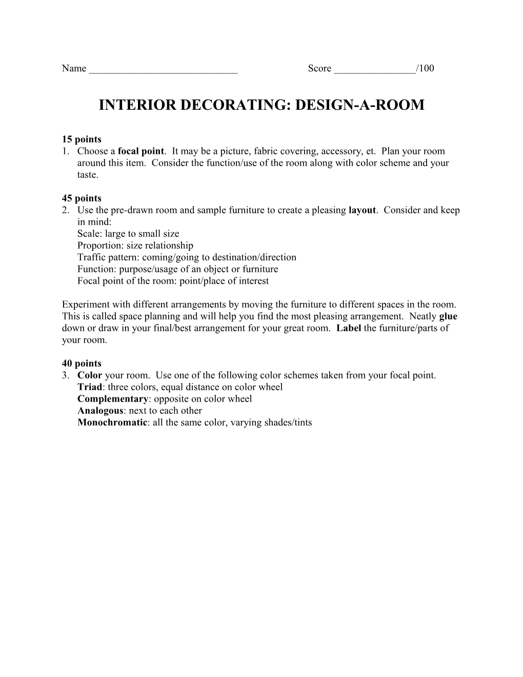 Interior Decorating: Design-A-Room