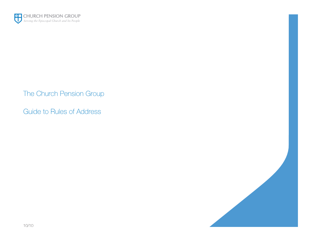 The Church Pension Group Guide to Rules of Address