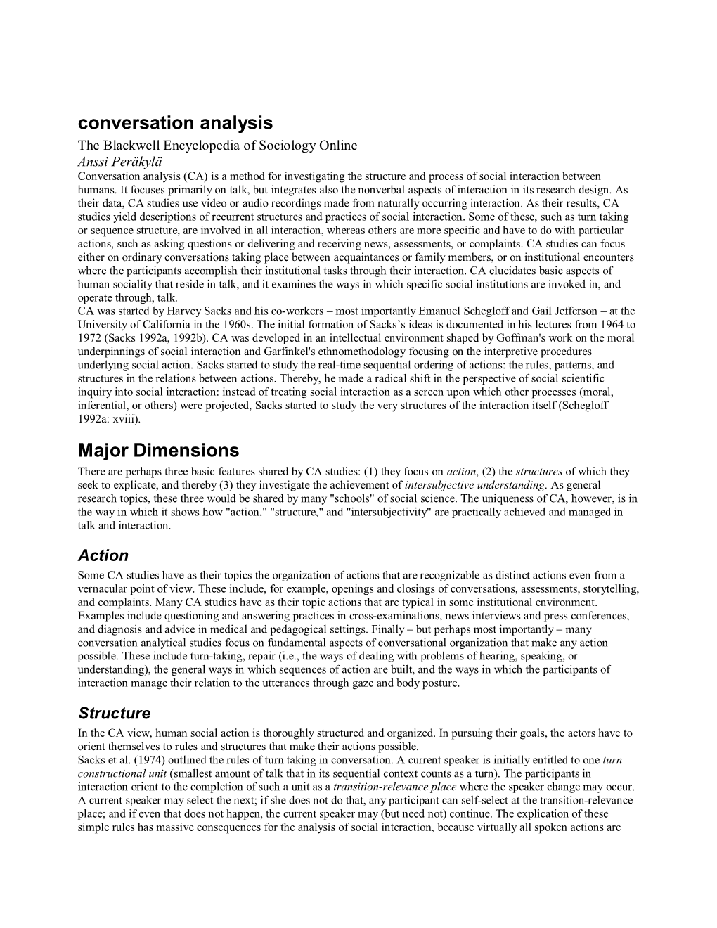 Conversation Analysis