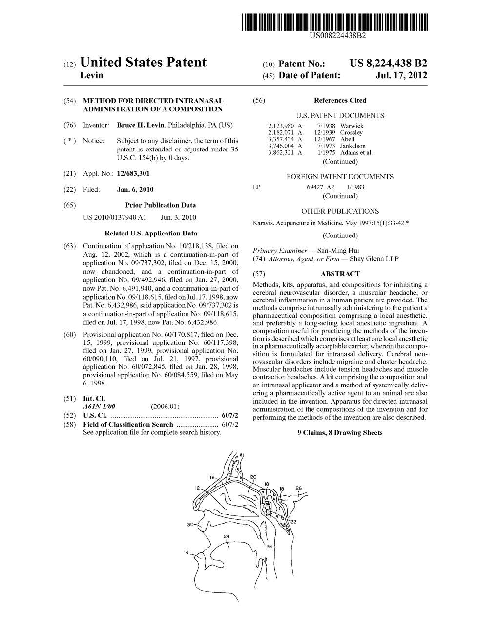 (12) United States Patent (10) Patent No.: US 8,224,438 B2 Levin (45) Date of Patent: Jul