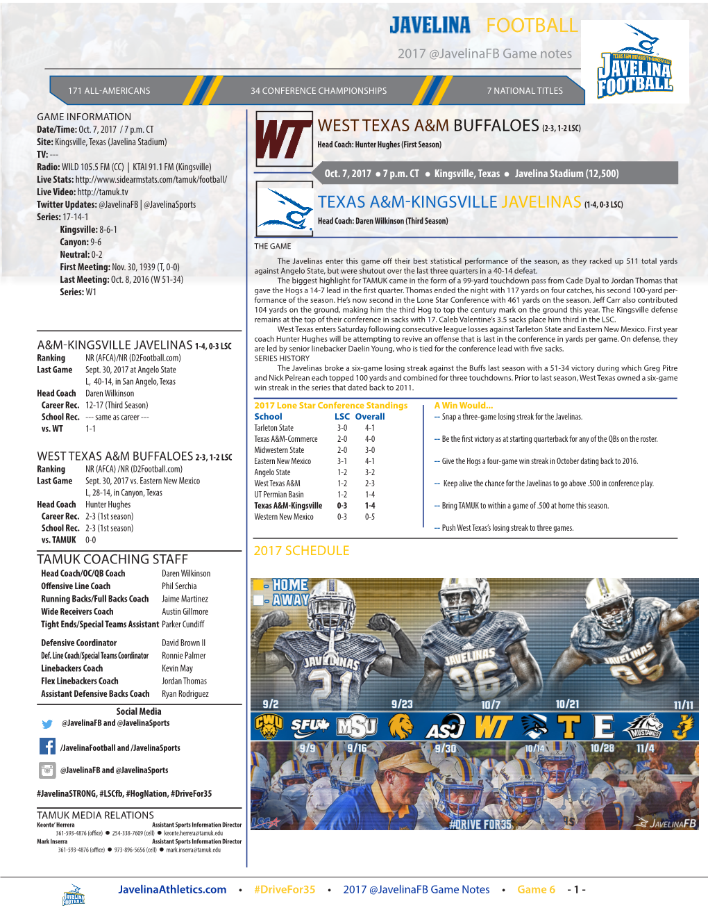 FOOTBALL 2017 @Javelinafb Game Notes