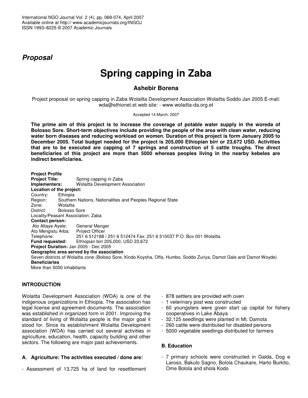 Spring Capping in Zaba