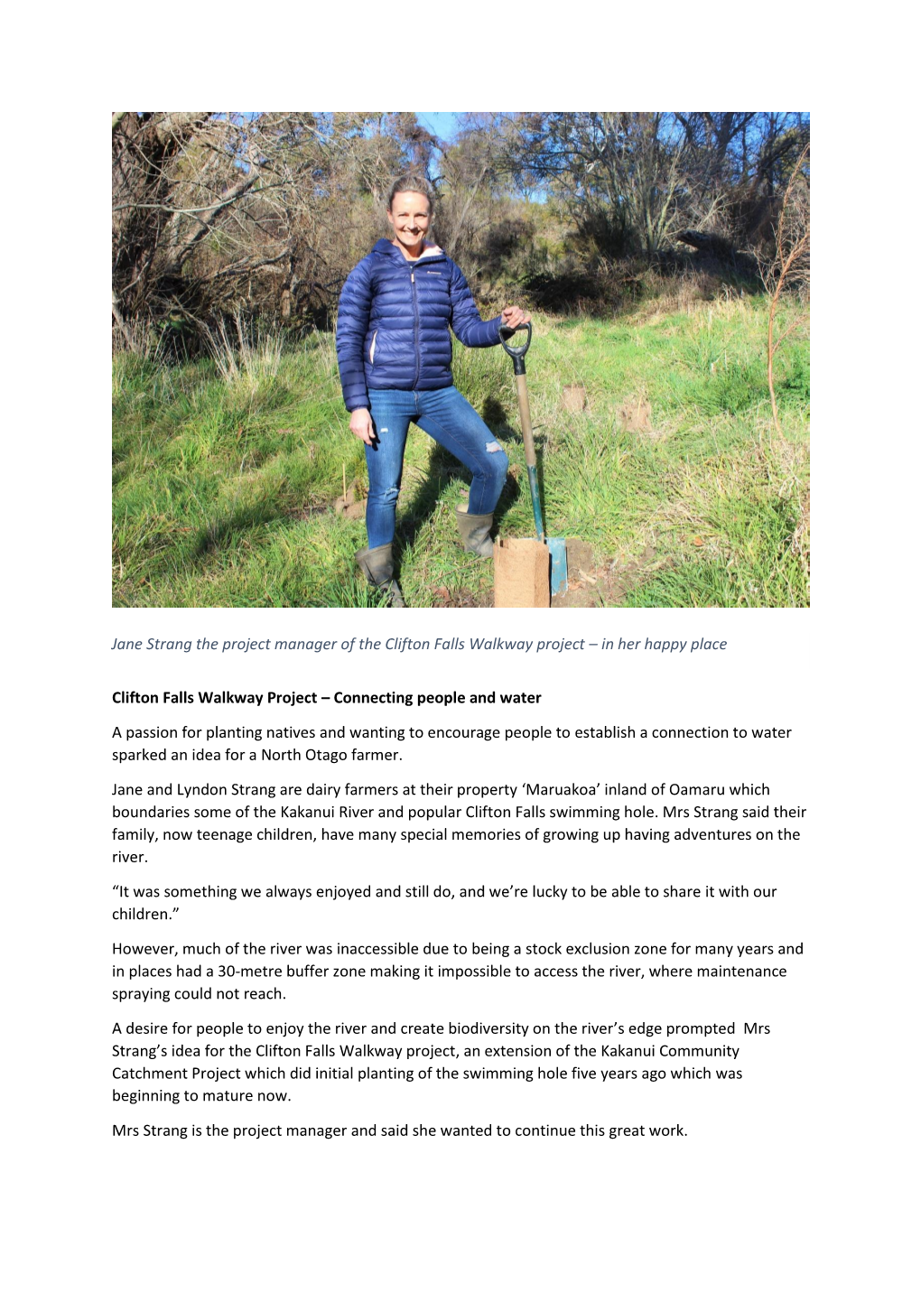 Clifton Falls Walkway Project – Connecting People and Water A