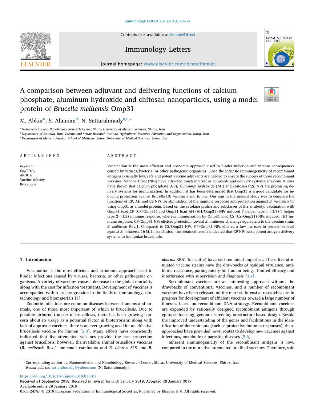 A Comparison Between Adjuvant and Delivering Functions of Calcium Phosphate, Aluminum Hydroxide and Chitosan Nanoparticles, Usin