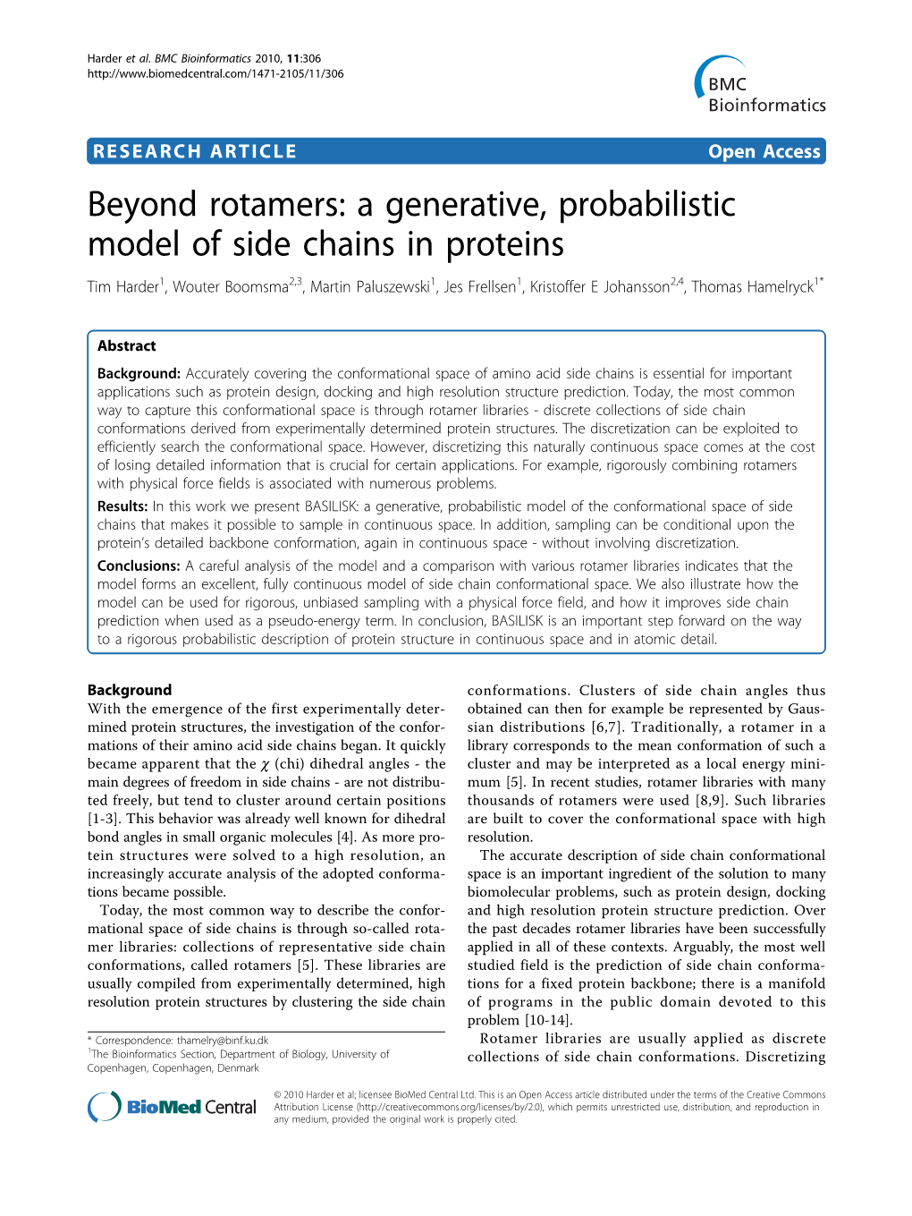 Beyond Rotamers: a Generative, Probabilistic Model of Side Chains In