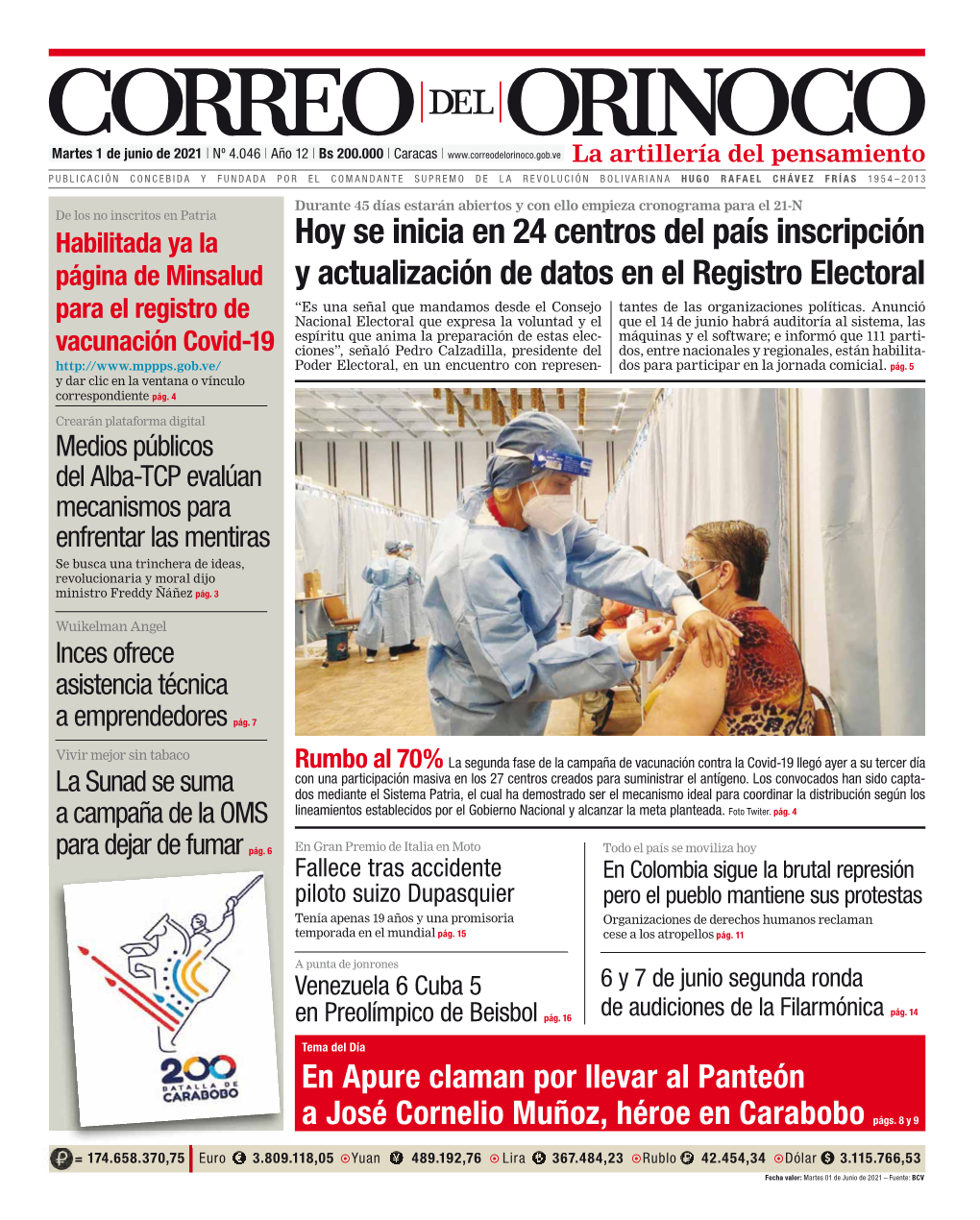 Edición Impresa Correo Del Orinoco Nº 4.046 Martes 1 De Junio Del 2021