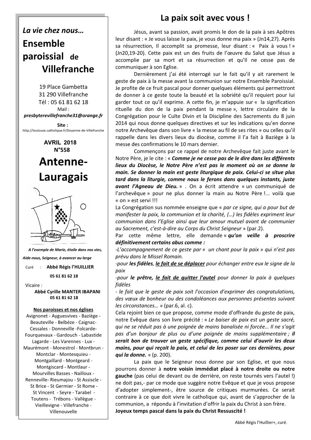 AVRIL 2018 Messe Des Confirmations Le 10 Mars Dernier