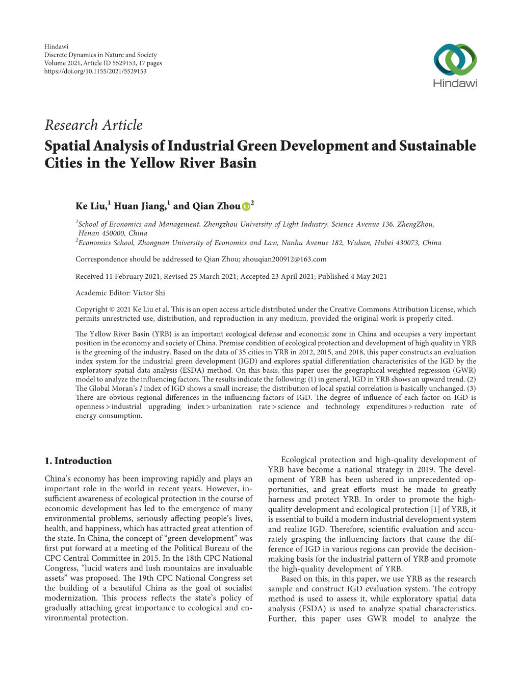 Spatial Analysis of Industrial Green Development and Sustainable Cities in the Yellow River Basin