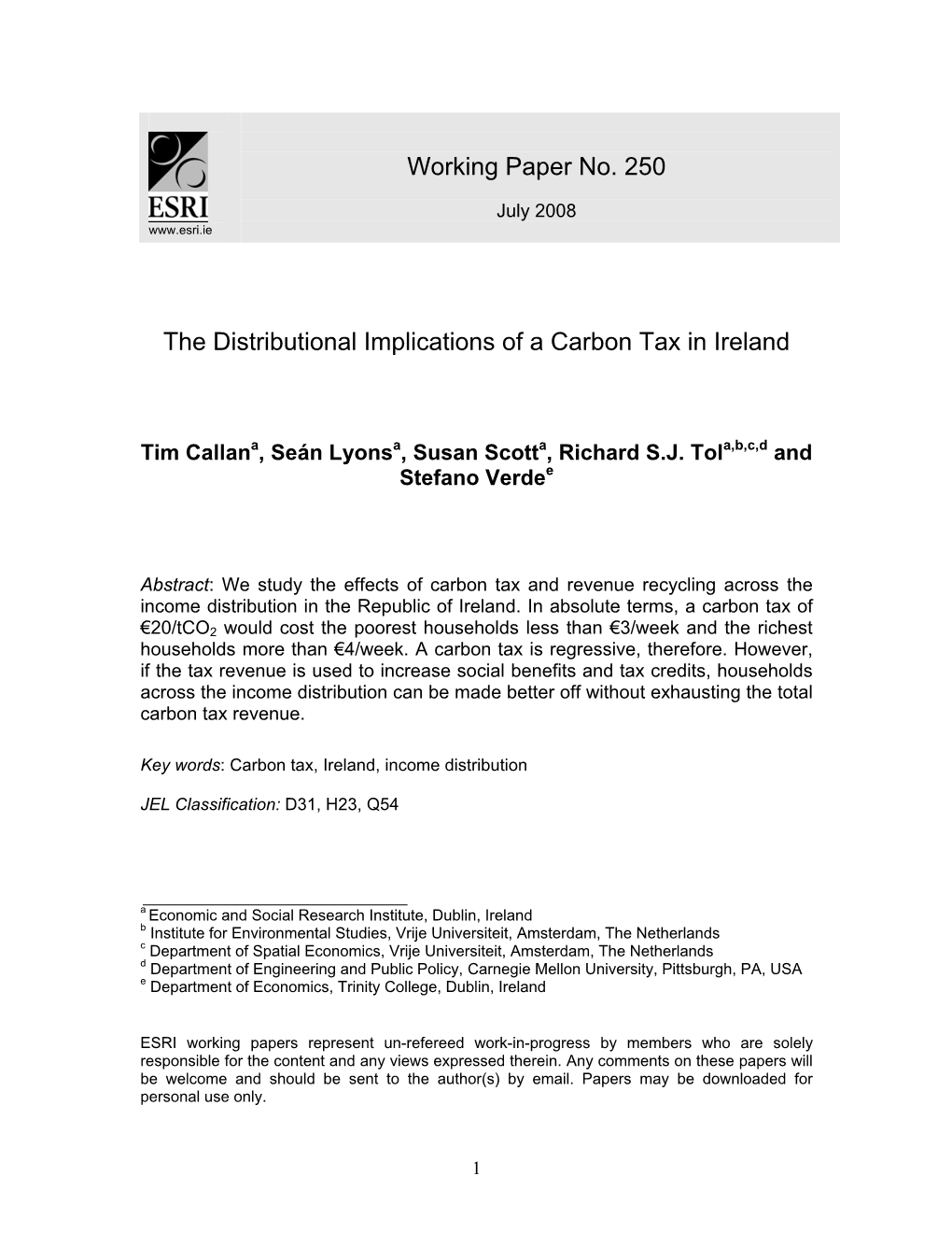 A Carbon Tax for Ireland