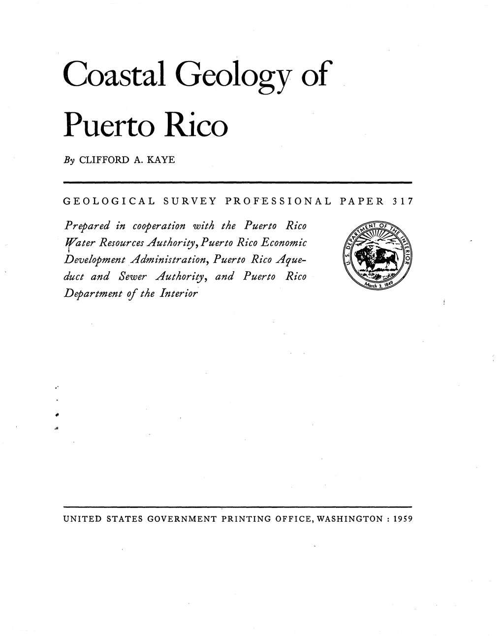 Coastal Geology of Puerto Rico