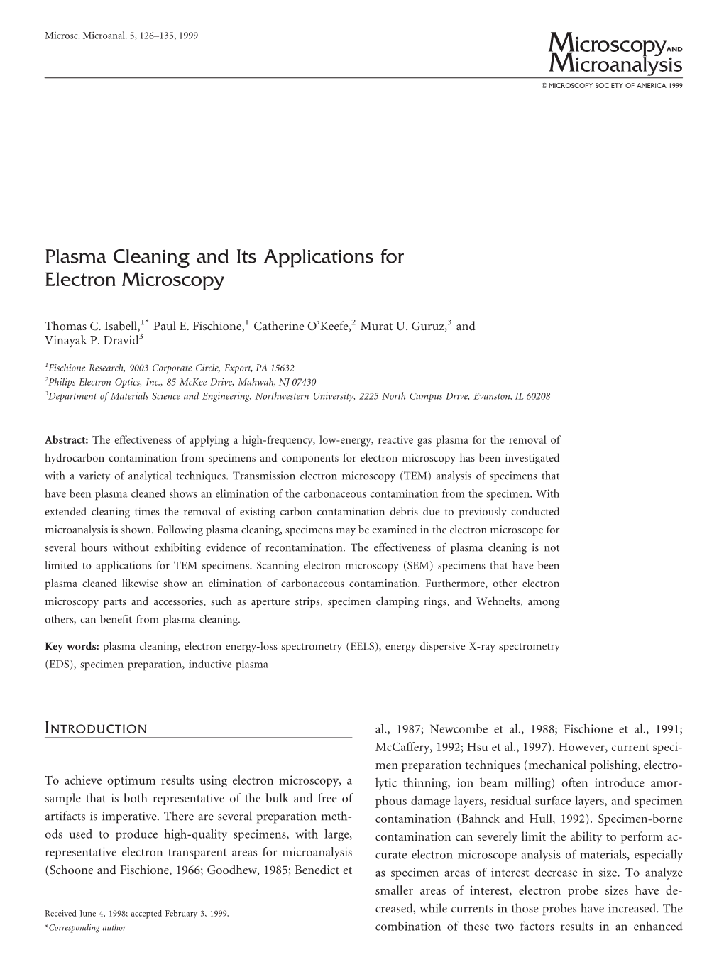 Plasma Cleaning and Its Applications for Electron Microscopy