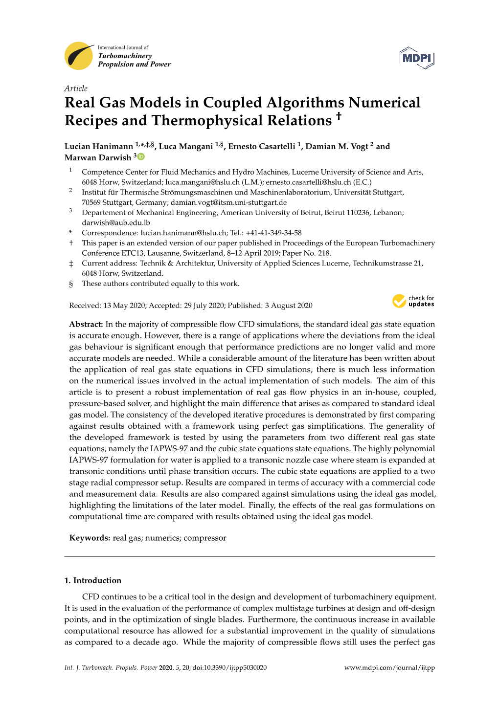 Real Gas Models in Coupled Algorithms Numerical Recipes and Thermophysical Relations †