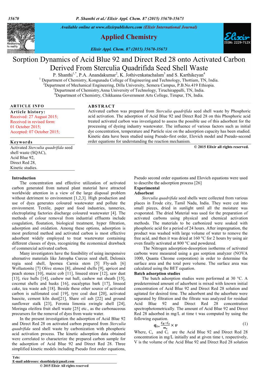 Quantum Chemical Computational Methods Have Proved to Be An