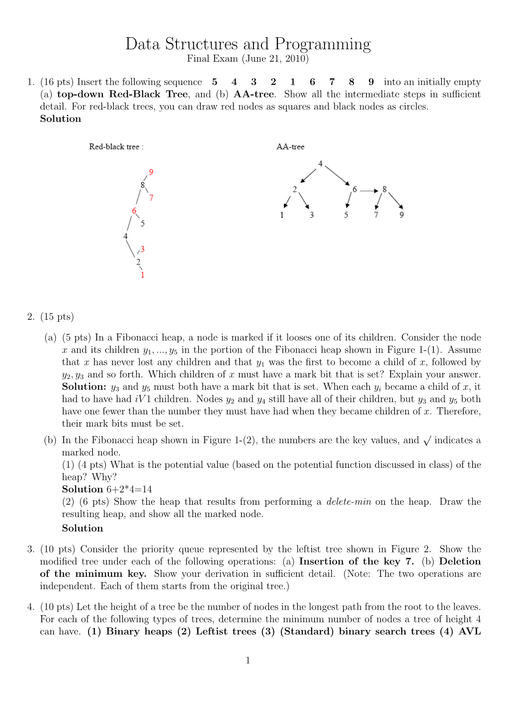 Data Structures and Programming Final Exam (June 21, 2010)
