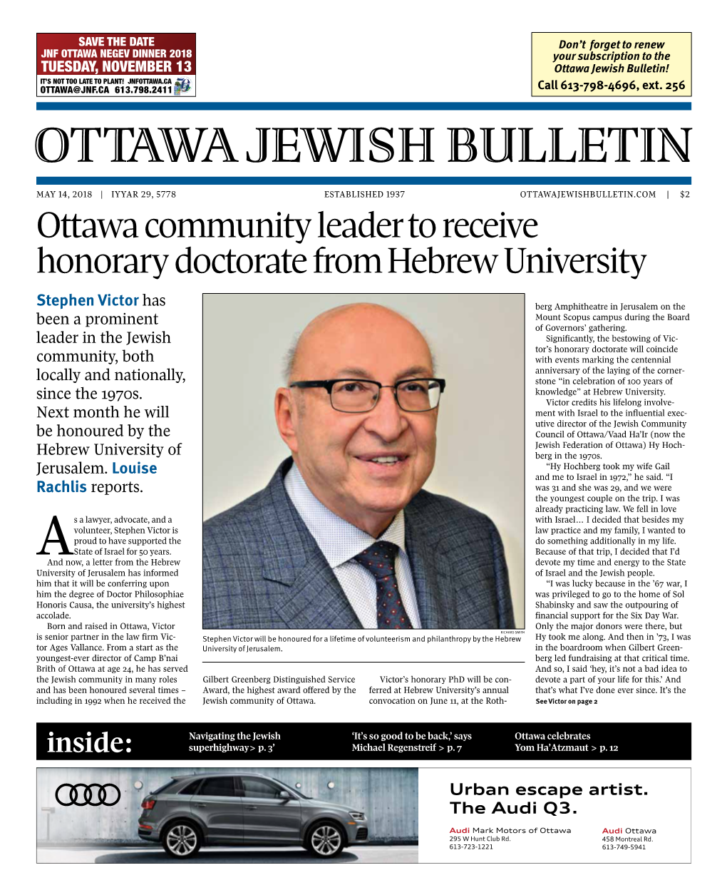 Ottawa Jewish Bulletin! IT’S NOT TOO LATE to PLANT! JNFOTTAWA.CA OTTAWA@JNF.CA 613.798.2411 Call 613-798-4696, Ext