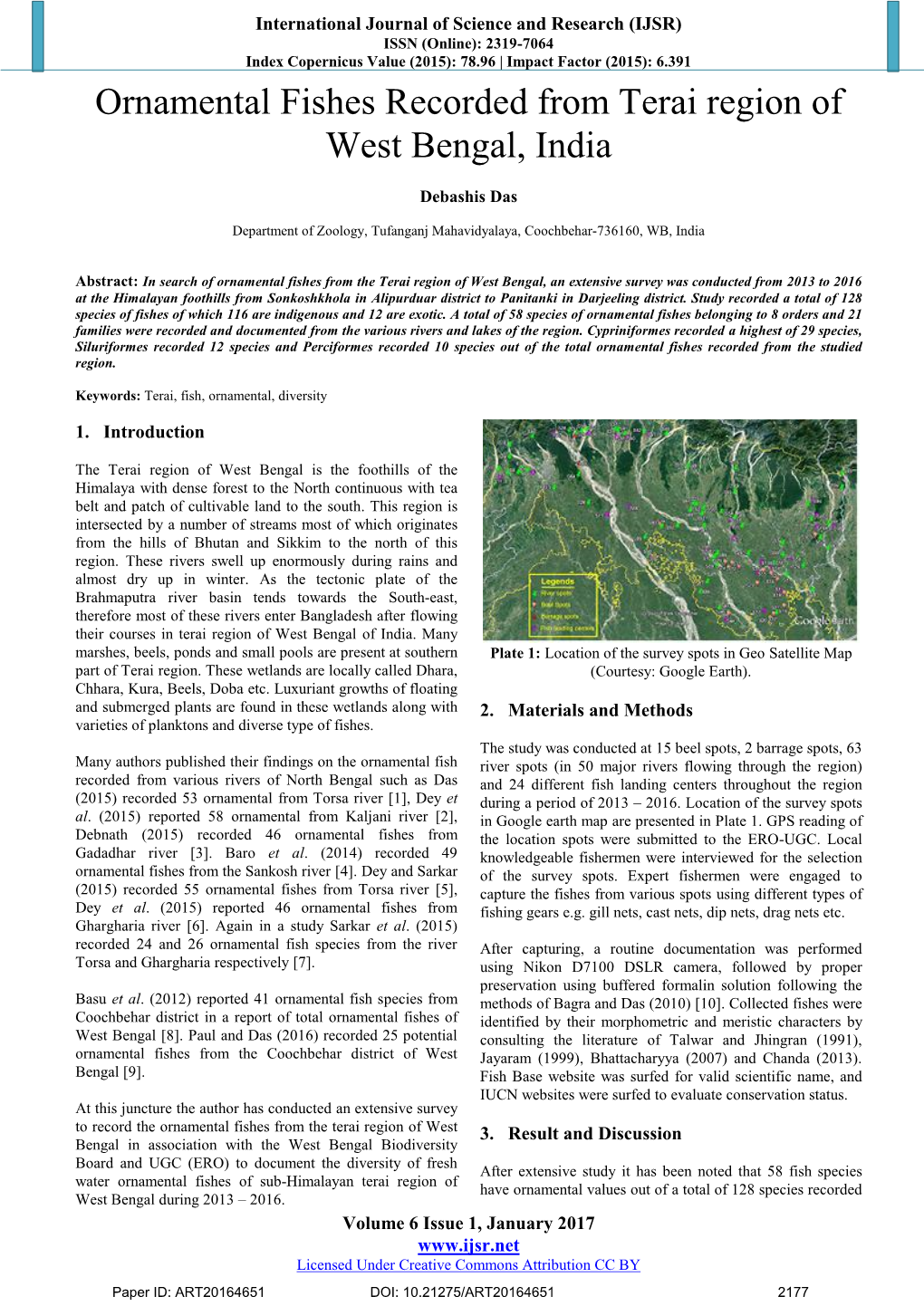 Ornamental Fishes Recorded from Terai Region of West Bengal, India