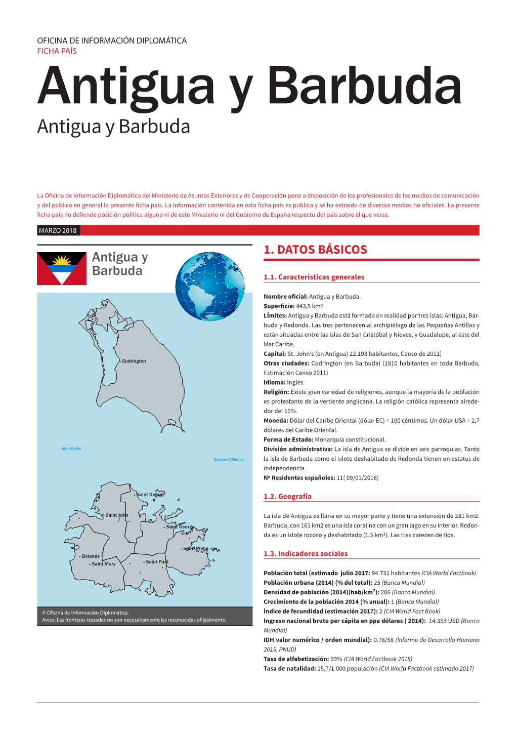 Ficha País De Antigua Y Barbuda