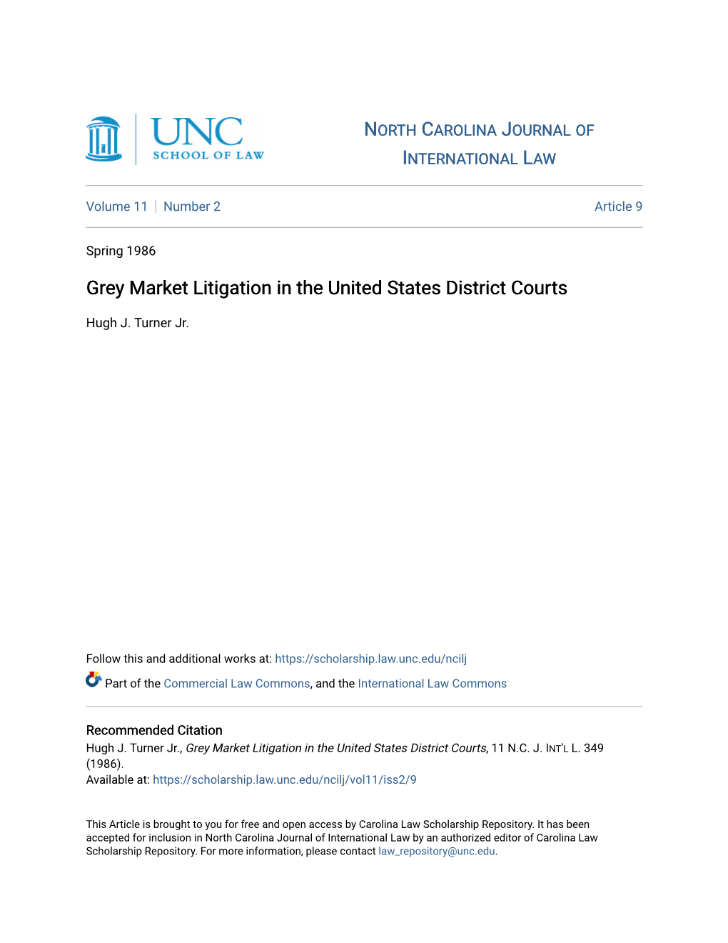 Grey Market Litigation in the United States District Courts