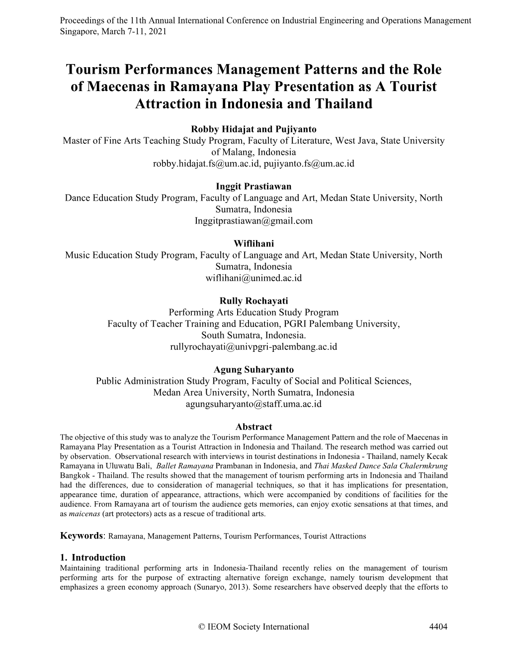 Tourism Performances Management Patterns and the Role of Maecenas in Ramayana Play Presentation As a Tourist Attraction in Indonesia and Thailand