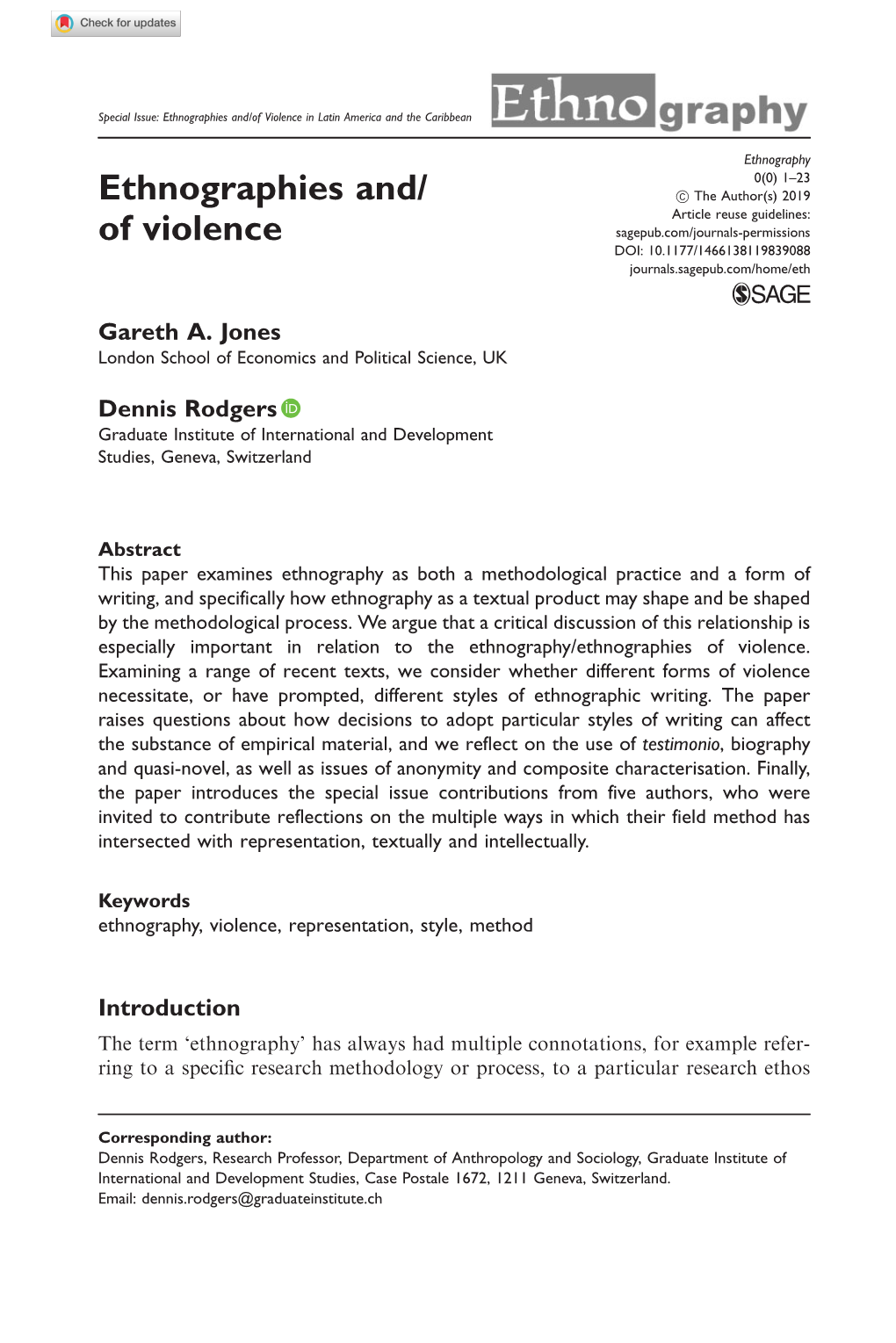 Ethnographies And/Of Violence in Latin America and the Caribbean