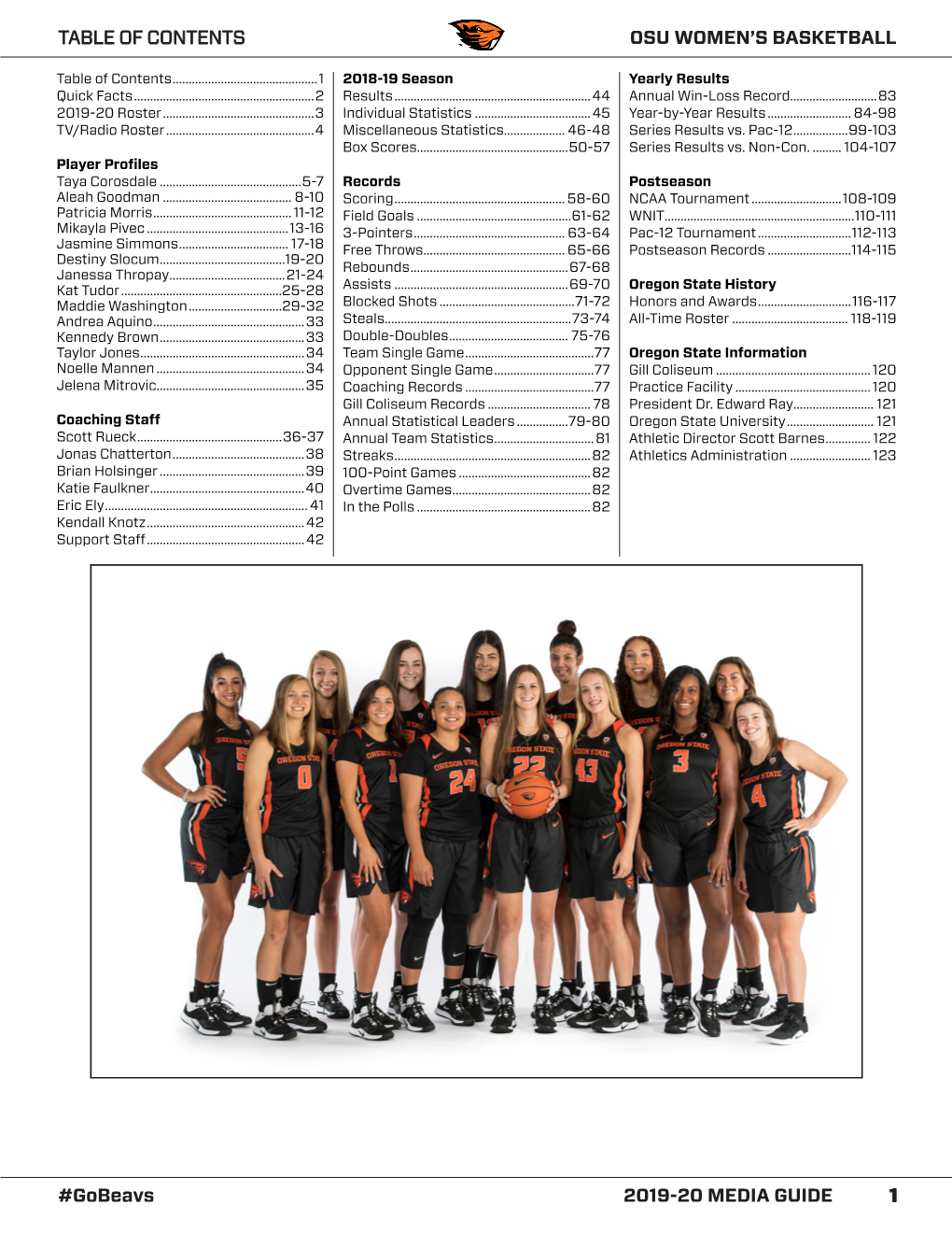 1 #Gobeavs 2019-20 MEDIA GUIDE BB OSU WOMEN's BASKETBALL