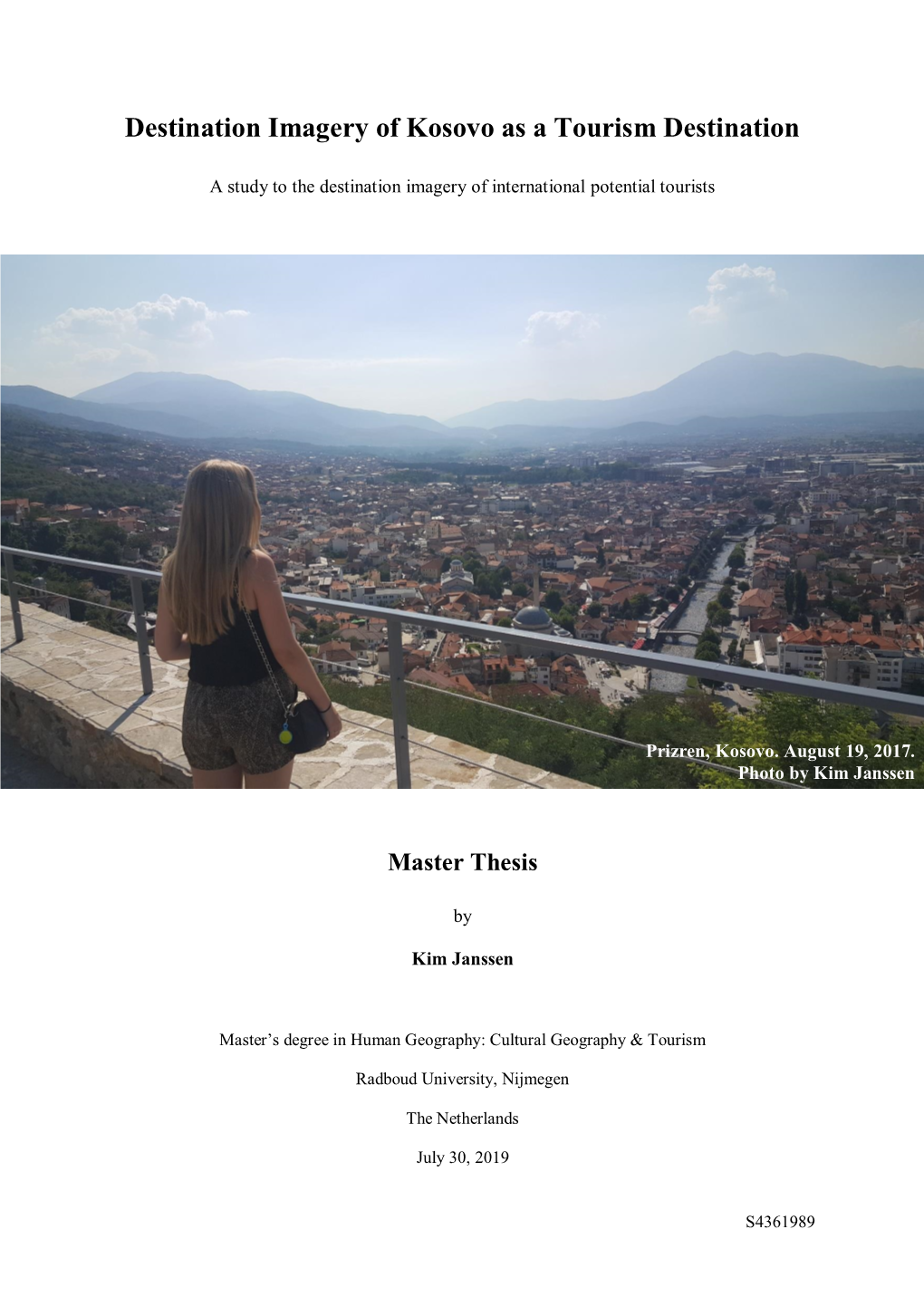 Destination Imagery of Kosovo As a Tourism Destination
