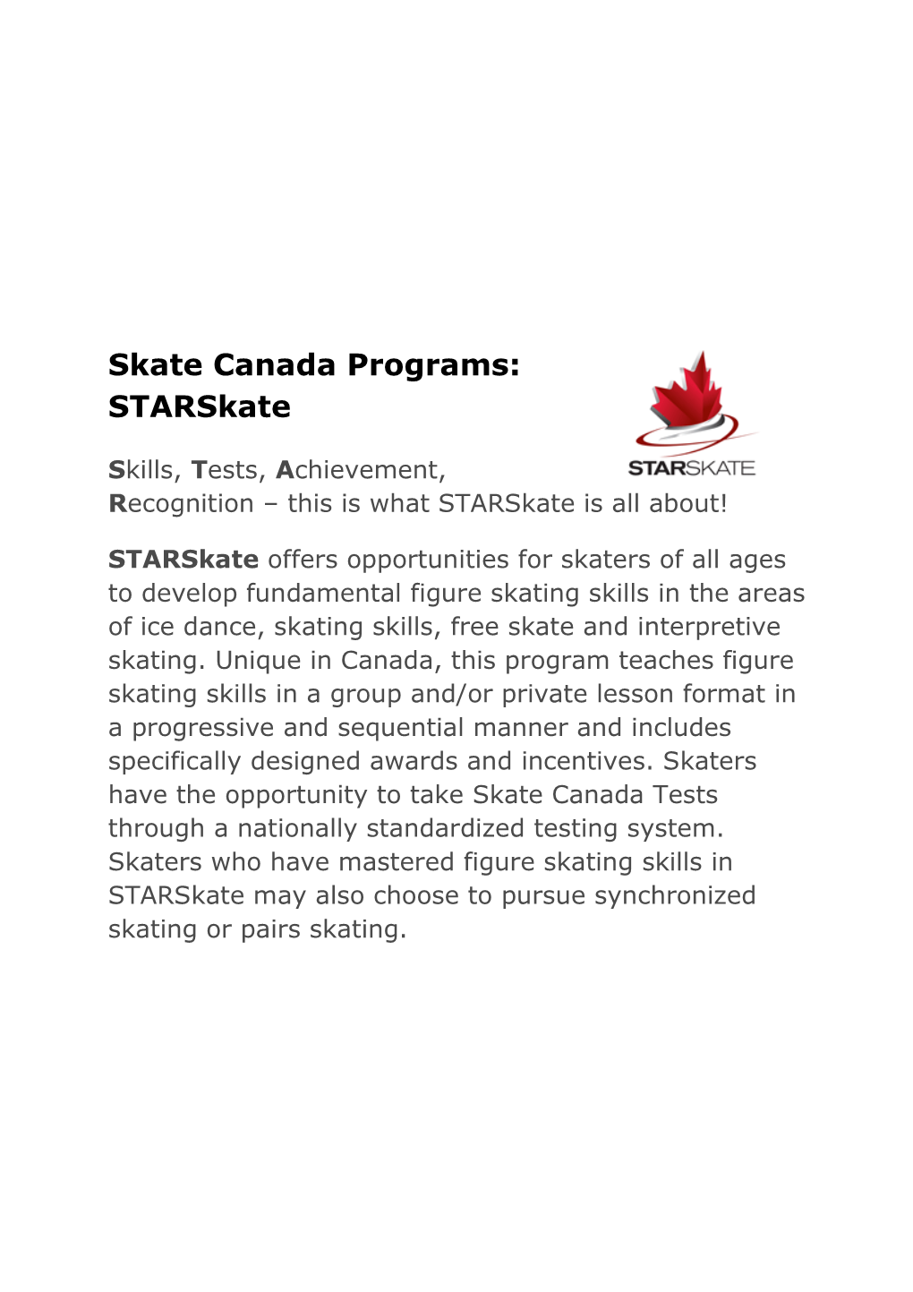 Skate Canada Programs: Starskate