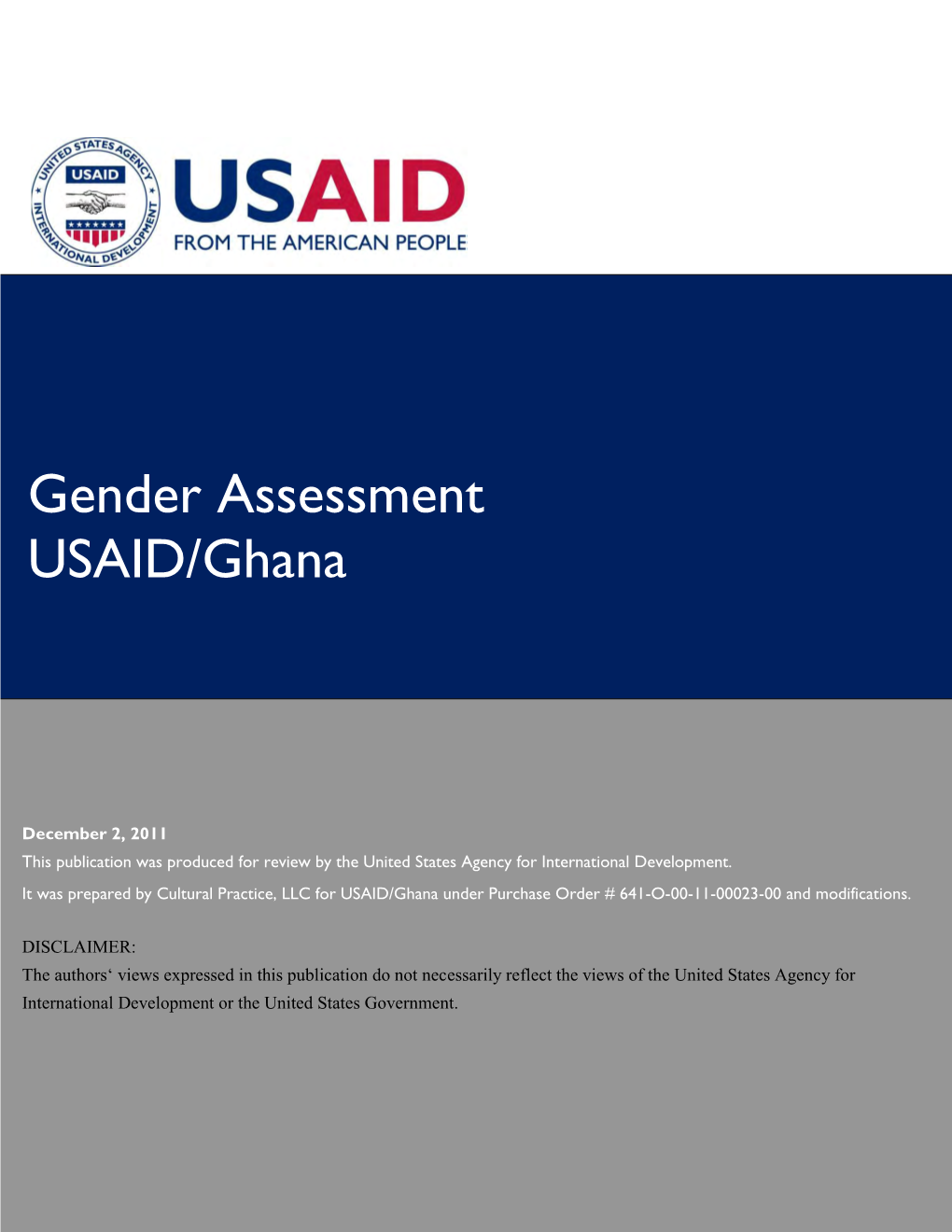 Gender Assessment USAID/Ghana