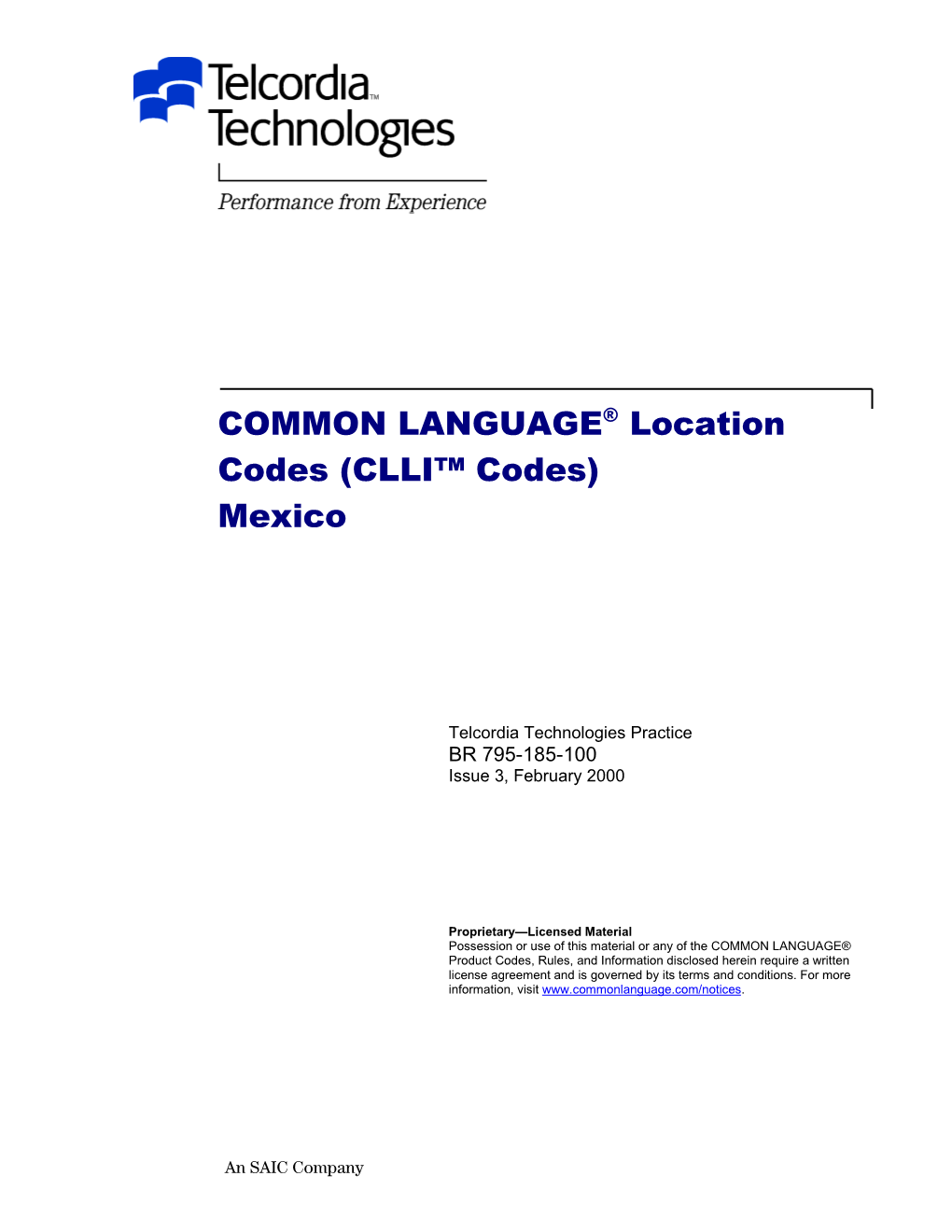 Clli(Tm) Codes