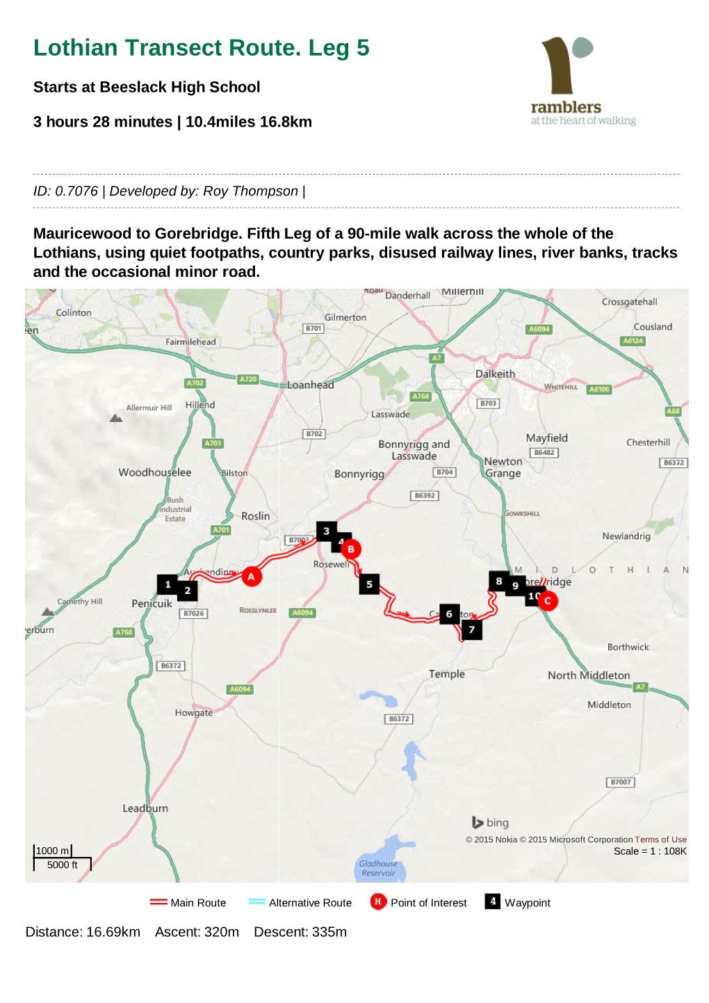 Lothian Transect Route. Leg 5