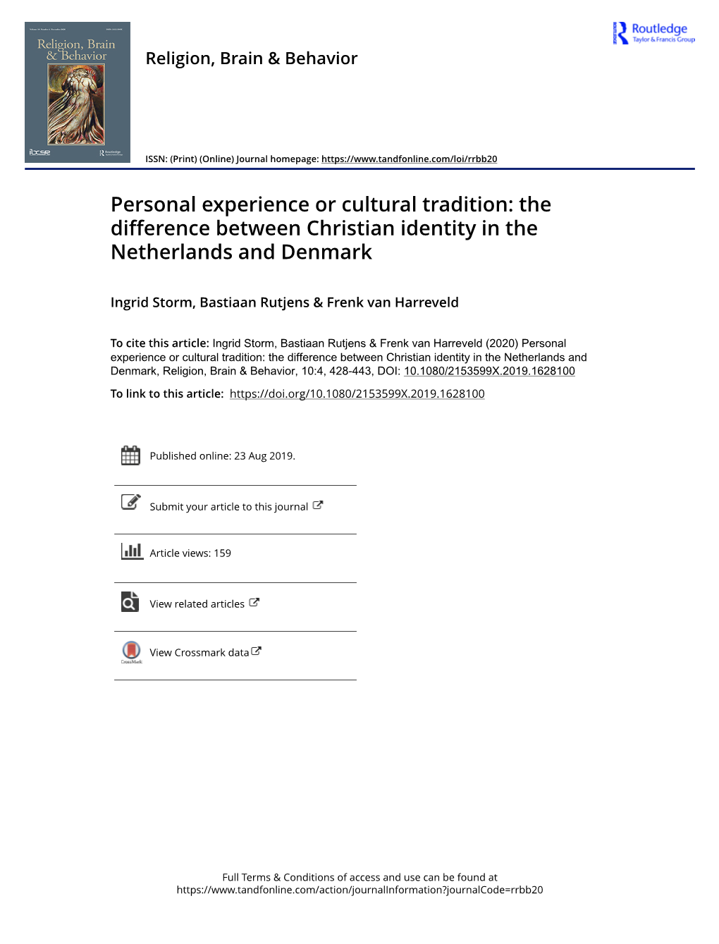 Personal Experience Or Cultural Tradition: the Difference Between Christian Identity in the Netherlands and Denmark
