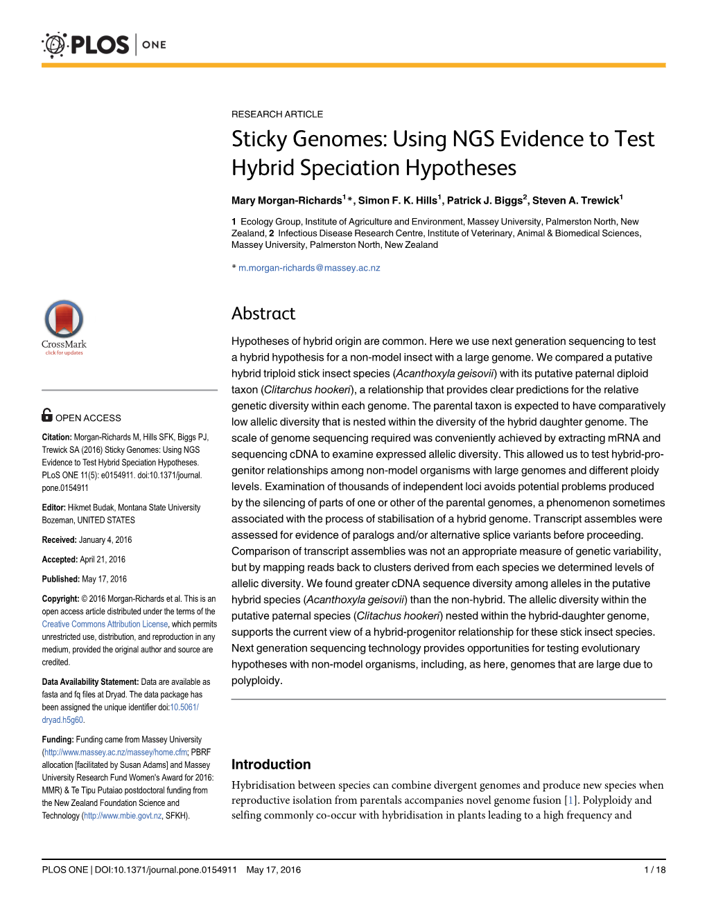 Sticky Genomes: Using NGS Evidence to Test Hybrid Speciation Hypotheses