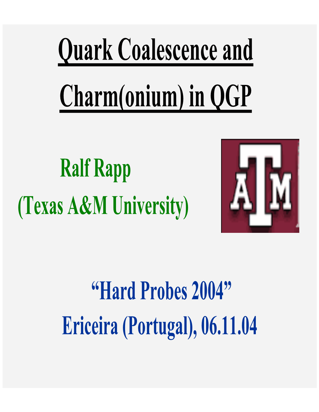 Quark Coalescence and Charm(Onium) in QGP
