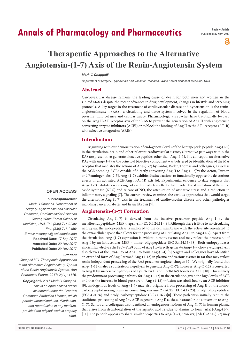 Axis of the Renin-Angiotensin System