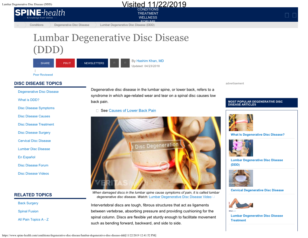 Lumbar Degenerative Disc Disease (DDD)