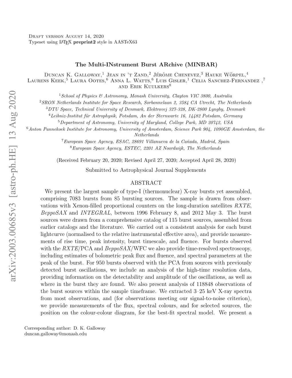 Arxiv:2003.00685V3 [Astro-Ph.HE] 13 Aug 2020 Where in the Burst They Are Found