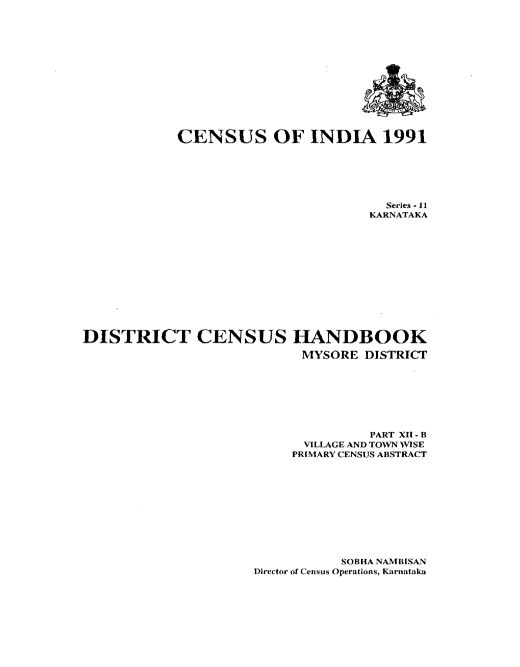 District Census Handbook Mysore District